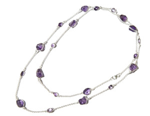 Emerald Cut Natural Amethyst <b>Statement</b> <b>Necklace</b> 925 Sterling Silver Handmade Snake Chain Trendy Style Women's Unisex Jewelry - Product Image 1