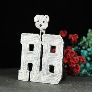 จี้เพชรโมอิสซาไนต์ทรงกลมเจียระไนแบบบริลเลียนต์ ตัวอักษรย่อสำหรับผู้ชายและผู้หญิง เงินแท้ 925 สำหรับเครื่องประดับฮิปฮอปแบบมีใบรับรอง - Product Image 3