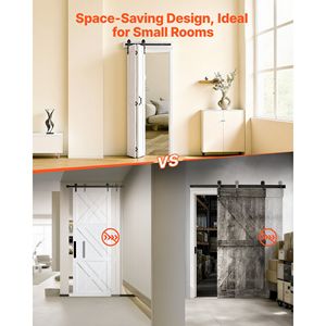 Porta Scorrevole a Libro (Bifold) in MDF da 60x213 cm con Kit Ferramenta, Design Salvaspazio a Telaio a H, Facile da Montare - Product Image 3