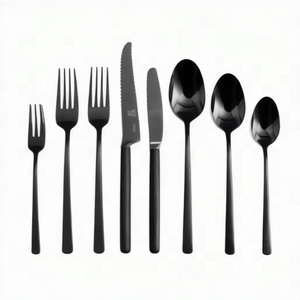 Mirrored Steel Black PVD Cutlery <b>Flatware</b> <b>Set</b> Silverware Cutlery <b>Set</b> 24pcs Classic Style Stainless Wedding <b>Flatware</b> <b>Set</b> - Product Image 1