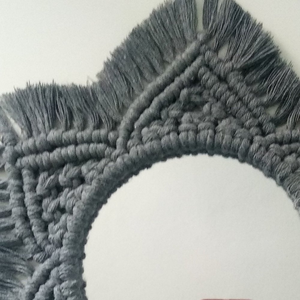 Miroir mural rond en macramé bohème, fait main, en corde de coton, décoratif, à suspendre pour le salon, décoration de la maison, design géométrique circulaire - Product Image 5