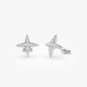 Pendientes de Estrella con Incrustaciones de Plata de Ley 925 Chapados en Oro de 14k, Hermosos Pendientes de Moda con Moissanita de Oro de 14K - Product Image 4