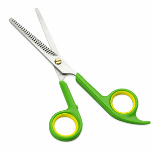 Tijeras de Entresacar con Mango Verde, Acero Inoxidable, Profesionales, para Texturizar, para Diestros, Hoja Larga - Product Image 1