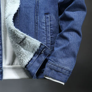 Veste en jean d'hiver pour homme, style décontracté, chaude et épaisse, avec col en fourrure, type bomber, vêtement d'extérieur - Product Image 6