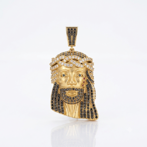 Collier Pendentif Tête de Jésus Personnalisé avec Diamants de Laboratoire, en Argent 925 Plaqué Or, Visage de Christ, Style Hip Hop, Breloques Religieuses Unisexe - Product Image 2