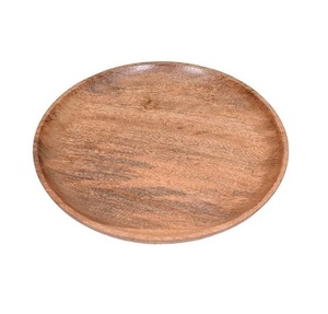 Natural Round Wooden Serving <b>Plate</b> Handmade Solid Color Minimalist Design Dishes & <b>Plates</b> Customized On Sale - Product Image 3