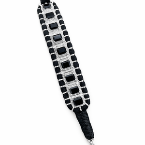Rhaya Jewels Pulsera de plata de ley con ónix negro, corte esmeralda, estilo bohemio, chapada en rodio, forma hexagonal, 7x5 mm - Product Image 2