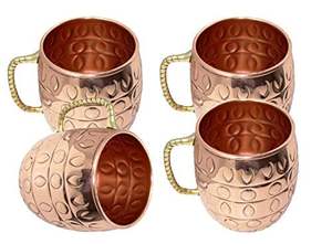 Ensemble de 2 tasses en cuivre massif, 100% fabriquées à la main, écologiques, lavables au lave-vaisselle, style classique, pour la maison - Product Image 2