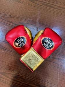 Gants de MMA Golden Wave 12oz-16oz à fermeture auto-agrippante, imperméables, respirants, en cuir véritable, pour entraînement de boxe, rouge et or, Sanda, Kickboxing - Product Image 6