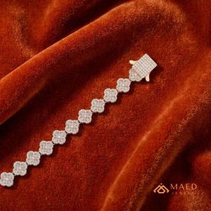 สร้อยข้อมือเงินชุบทองคำสีกุหลาบประดับโมอิสซาไนต์สำหรับผู้ชาย สไตล์ฮิปฮอปสุดหรู เป็นของขวัญเครื่องประดับ - Product Image 2