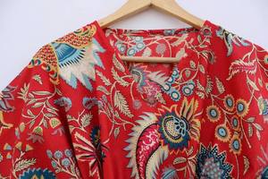 Robe Kaftan Décontractée d'Été en Coton à Imprimé Floral Tropical Sans Manches pour Femme, Cache-Maillot de Plage Style Asie-Pacifique - Product Image 4