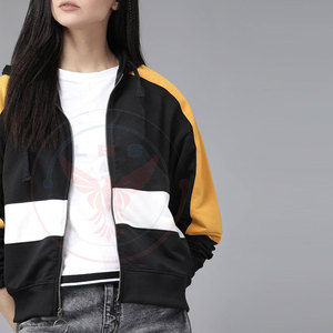 Windproof Winter Women's <b>Zip</b>-<b>Up</b> Hoodies with Front Logo 100% Cotton Fleece Fabric High Quality - Product Image 2