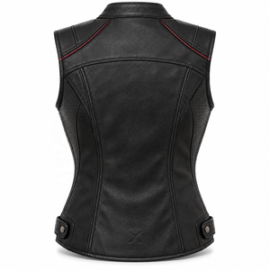 <b>Women's</b> Motorcycle & Rider Leather Vests | Grey <b>Black</b> Burgundy Brown Green | OEM ODM Manufacturer | Premium Design Quality | - Product Image 3