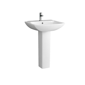 Lavabo de Pedestal Independiente Planet, Cromado, Rectangular, con un Solo Orificio, Acabado Brillante, Diseño Minimalista, con Desagüe, para Baño - Product Image 1