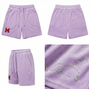 Shorts cargo unisexes en velours, motif uni, étoile en cristal, mode streetwear Europe USA, Maluza Industries, séchage rapide, respirant - Product Image 6