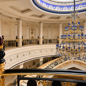Luxury Neoclassical Stair Railing Black Gold Wrought <b>Iron</b> Balustrade Marble Stair Handrail Palace Villa Interior Guardrail - Product Image 3