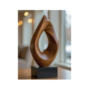 Handmade Wooden Abstract Sculpture Minimalist Art Piece Tabletop Decor Living Room Display - Product Image 3