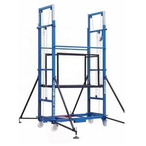 电动迷你脚手架升降机可伸缩钢制平台，用于室内提升，带坚固的电机芯 - Product Image 1