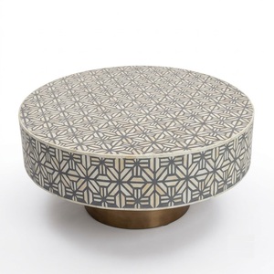 Mesa de Centro Vintage con Incrustaciones de Hueso, Personalizada en Resina Blanca Crema y Madera, para Sala de Estar, Venta al por Mayor, Artesanía Floral India, OEM - Product Image 5