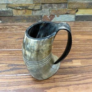 Traditional Viking Horn Mug Handmade Buffalo Horn Eco-Friendly <b>Beer</b> Cup Natural Polished Drinking Vessel Bohemian Style - Product Image 3