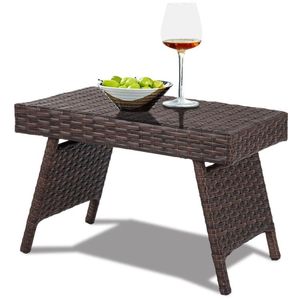 Tavolino Pieghevole in Rattan PE per Patio, Giardino e Arredamento da Esterno - Product Image 3