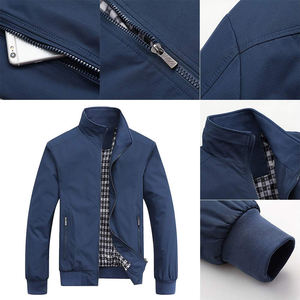 Men's Casual Windbreaker Jacket Warm Cotton-Filled Windproof Stand Collar Bomber Zipper Closure for Sale - Product Image 2