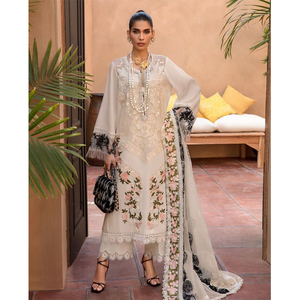 Vestidos de Noche Florales FASHIONISTA INTERNATIONAL, Tela de Satén Floral y Swiss Lawn, Estilo Indio-Pakistaní, Traje para Bodas y Fiestas - Product Image 6