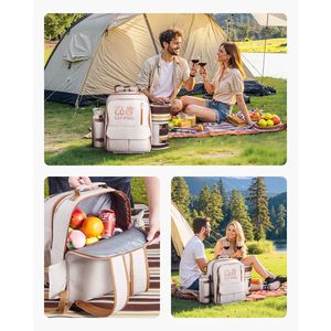 Mochila de Picnic para Playa con Compartimento Refrigerante Aislado para 4 Personas, con Porta Botellas/Vino Desmontable, Ligera - Product Image 5