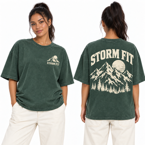 เสื้อยืดโอเวอร์ไซส์สีงาช้างสำหรับผู้หญิง คอกลม แขนสั้น ทรงหลวม ผ้าฝ้ายเจอร์ซีย์ 100% ซักย้อมแบบแอซิดวอช - Product Image 4