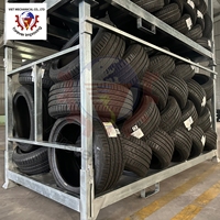Rack de stockage de pneus pliable empilable système d'étagères en acier robuste pour entrepôt et garage