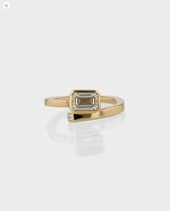 Emerald Cut Moissanite <b>Ring</b> 925 Sterling <b>Silver</b> Yellow Gold Plated <b>Solitaire</b> Engagement <b>Ring</b> Wedding Promise Anniversary Gift - Product Image 1