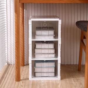 Organizador de Zapatos Apilable de Plástico Blanco de 3 Niveles, Contenedores Plegables para Zapatos Deportivos, Cajas y Organizadores para Armario - Product Image 4