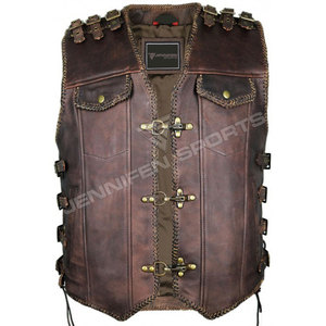 Chaleco de Cuero para Motocicleta, Casual, de Invierno, Transpirable, para Hombre, de Alta Calidad, Personalizado, Holgado, con Cierre de Cremallera, Estilo Urbano - Product Image 1