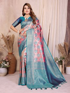 Modern Banarasi <b>Tissue</b> Silk Saree for Women-Party <b>Wedding</b> Diwali Occasions - Product Image 4
