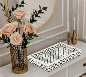 Plateau de service en incrustation d'os artisanal Plateau en bois décoratif élégant avec parfait pour servir des collations, des boissons et la décoration intérieure - Product Image 2