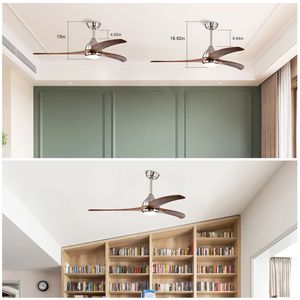 Ventilatore da Soffitto LED da 52 Pollici con Pale in Legno Massello, Telecomando, 6 Velocità, 3 Colori, Motore Silenzioso Reversibile per Patio e Soggiorno - Product Image 5