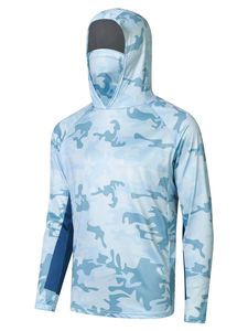 เสื้อฮู้ดดี้ตกปลาผู้ชาย UPF 50 แขนยาว พิมพ์ลายแบบซับลิเมชั่น ป้องกันรังสียูวี ลายปลาสีน้ำเงิน เสื้อพูลโอเวอร์ - Product Image 3