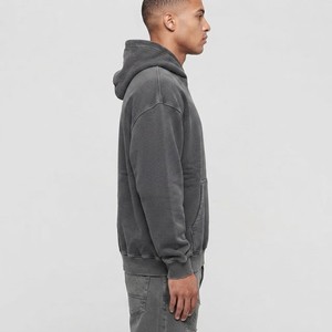 Sweat à capuche oversize vintage marron pour homme, finition délavée, streetwear premium, coupe classique, pull 100% coton, style urbain confortable pour l'hiver - Product Image 6