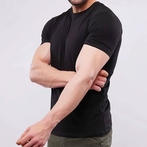 Customized High Quality Men's Black Solid Color <b>Polyester</b> <b>T</b>-<b>Shirt</b> O-Neck Short Sleeve Regular Fit Casual Washed Front - Product Image 4