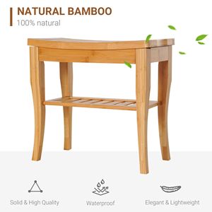 Panca da doccia moderna in bambù a 2 livelli, sgabello in legno per spa, organizer per bagno, camera da letto, giardino, cucina - Product Image 5