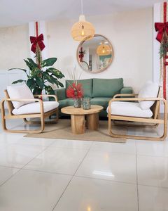 Luxury Teak Wood <b>Sofa</b> Set with Lounge Chairs and Round Coffee <b>Table</b> for Hotel Villa Living Room Furniture - Product Image 1