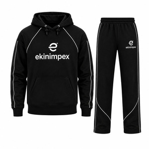 Conjunto Deportivo Personalizado para Hombre, Sudadera con Capucha y Pantalones Jogger Negros, Corte Ajustado, Ropa de Gimnasio, Marca Privada OEM - Product Image 3