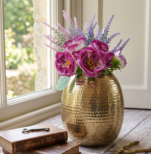 Luxury Hammered Gold Metal Flower Vase Elegant Metallic Decorative <b>Table</b> Centerpiece Pots for Home, Wedding, and Hotel Decor - Product Image 3
