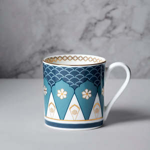 แก้วกาแฟเซรามิก แก้วน้ำชา แก้วน้ำดื่ม แก้วน้ำทรงสูง ภาชนะใส่เครื่องดื่มสำหรับครัว ภาชนะบนโต๊ะอาหาร ภาชนะสำหรับใช้ในบ้าน ภาชนะสำหรับร้านกาแฟ พร้อมหูจับสีน้ำเงินเข้ม - Product Image 5