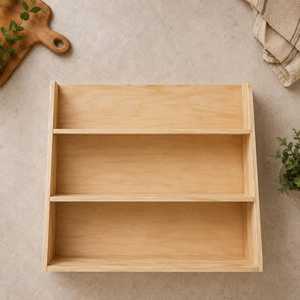 Wooden Three Tier <b>Storage</b> <b>Rack</b> Rectangle Minimalist Style Durable Wall Mounted For <b>Kitchen</b> Countertop Organization wooden spice - Product Image 1