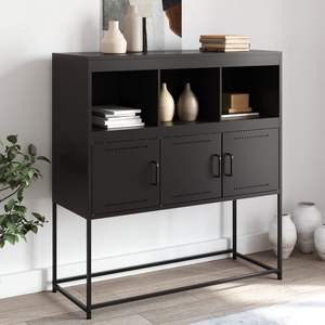Aparador Estándar de Acero Laminado en Frío Negro para Sala de Estar, Gabinetes Elegantes - Product Image 1