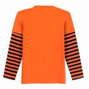 Camiseta de Contraste para Niñas, Camiseta con Bloques de Color, Camiseta de Doble Capa de Manga Larga con Cuello Redondo, Camiseta con Estampado Gráfico de Rayas, Unisex - Product Image 6
