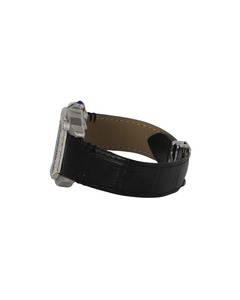 Montre de luxe personnalisée en or blanc et moissanite pour homme, cadran noir romain, idéale pour les mariages et les soirées. - Product Image 3