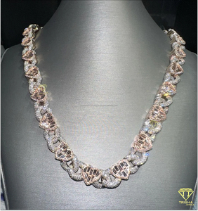 Fully Iced Out Cuban Link <b>Chain</b> with Baguette & Round Moissanite Diamonds for <b>Rappers</b> or Streetwear Use Available for Sale - Product Image 1
