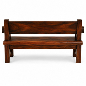 Banc de patio en bois massif Bagong, design traditionnel antique fait main, 2 places, finition brun foncé, couleur personnalisée, extérieur - Product Image 1
